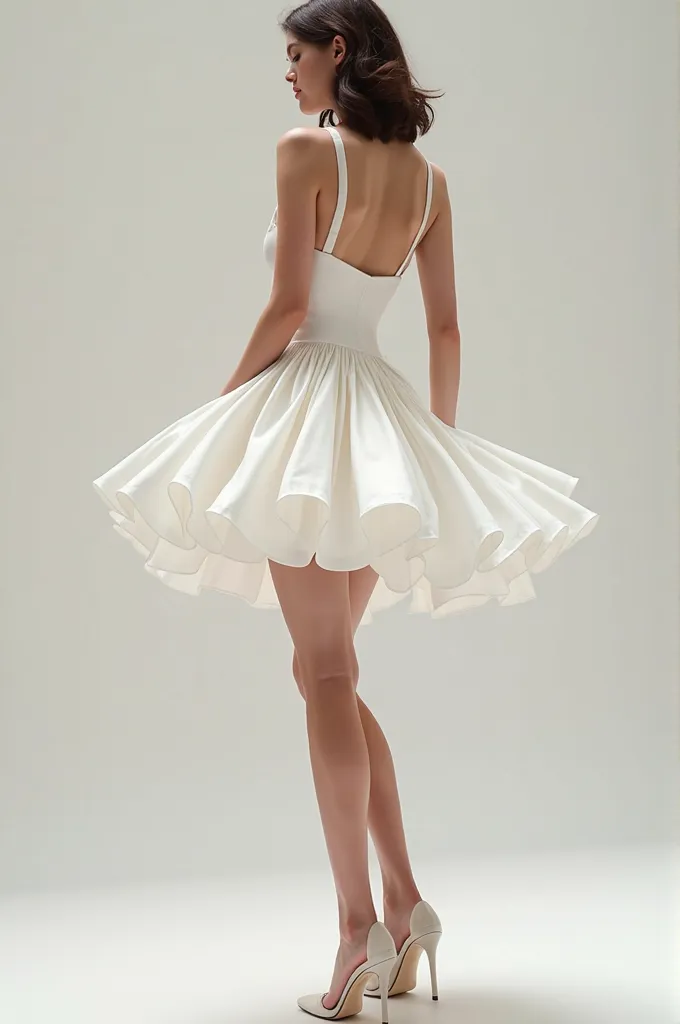 Short skirt, white silk satin fabric, special and fashionable model, exaggeration style