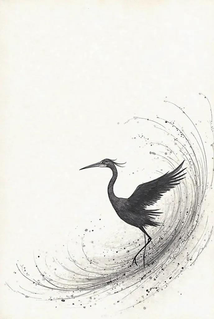 I would like to create a Japanese drawing in lines of a heron, a wave. 