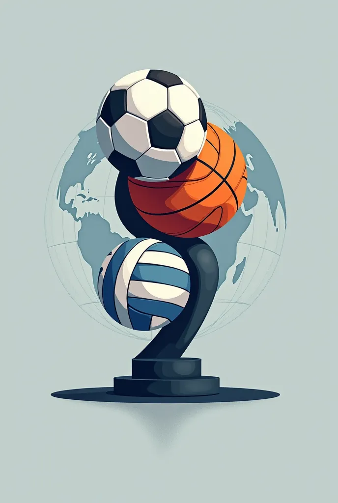 Create a futsal ball, a volleyball ball and a basketball all united and in the middle of a world cup and that reads like a representative logo
Uajms as written 