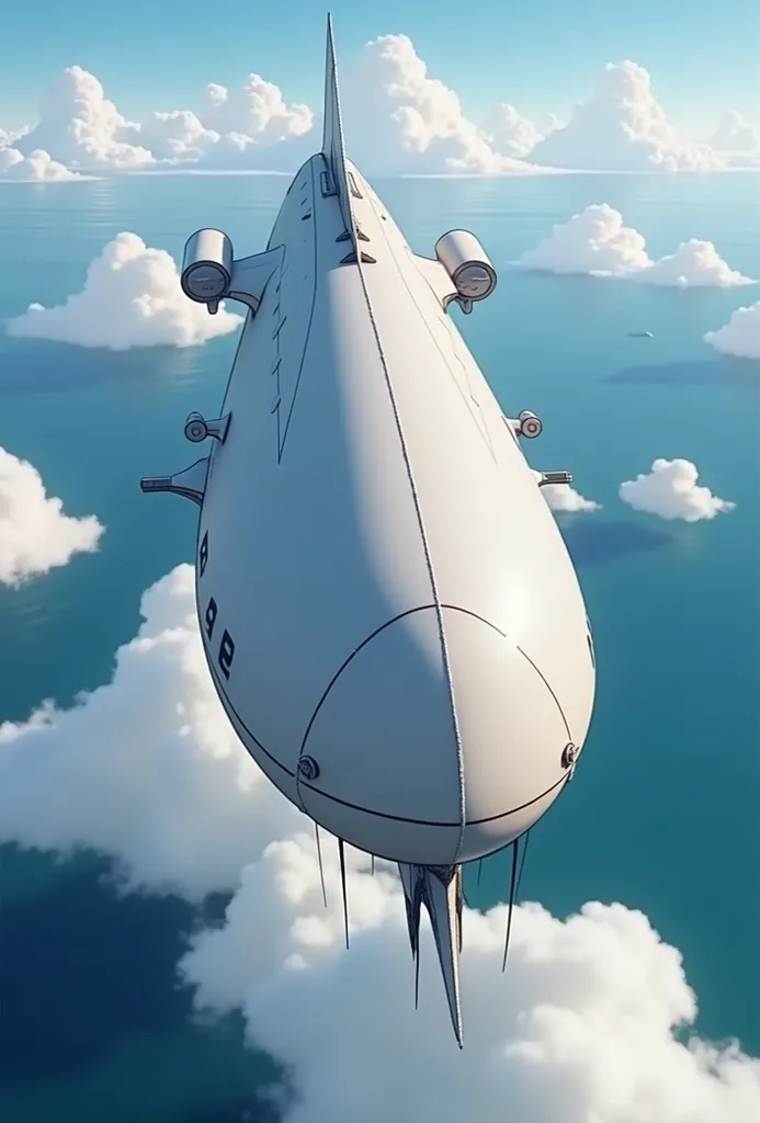 Draw an airship with a simple structure that flies gracefully