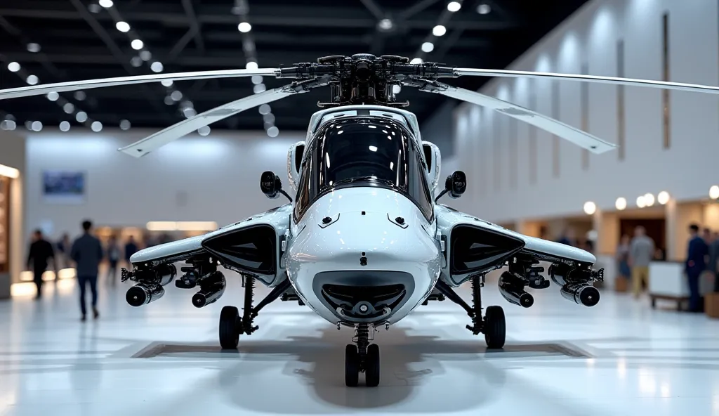   New (2025 Mil Mi-28  Havoc helicopter 🚁-)front side view white and black Shiny Exterior Showcase.pick  in the Showroom.