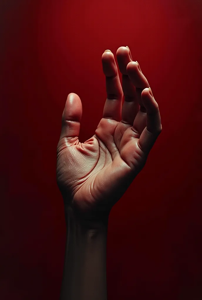 Flat detail of a hand with a very dark red wine background as contrasting and as if you were walking