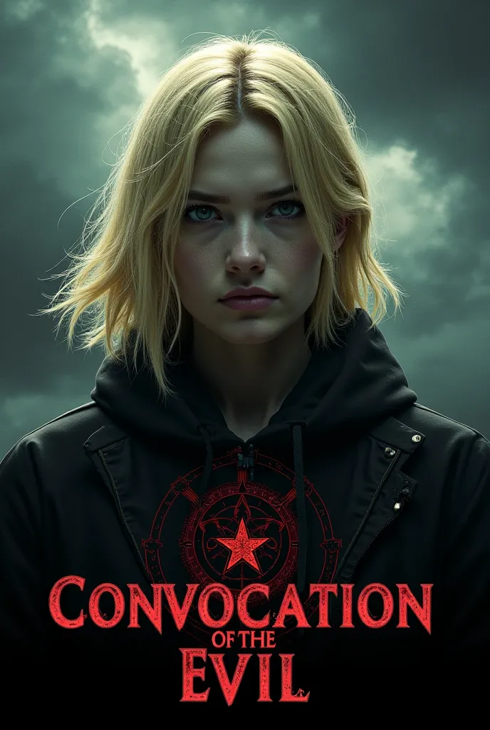 Make a cover of a new Convocation of Evil movie with a blonde 