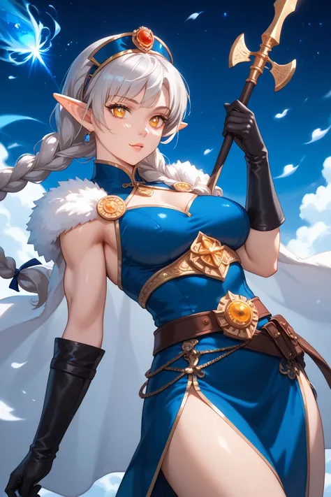 Here is a detailed description of the fantasy character:  

Name: Elianna's “Shadow of the Winds” 
Race: Half Elf 
Age: For about 120 years, (looks like a 25)  
height: 170 cm 
A: slender, graceful , but with tight muscles 
Skin: Light with a slight peach ...