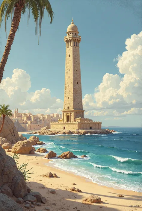 I need to design an invitation for Alcon Lighthouse Meeting that should include Alexandria Lighthouse one of the old 7 wonders of the world 