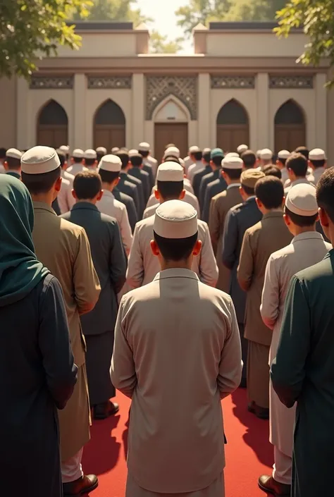 Some Muslim worshippers perform Salah in Jamaat