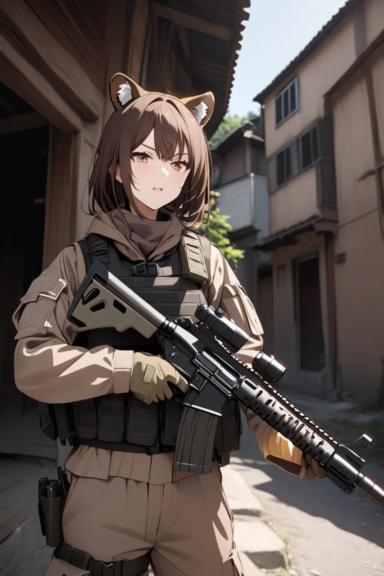 Tiger ears　Dark brown hair　Airsoft