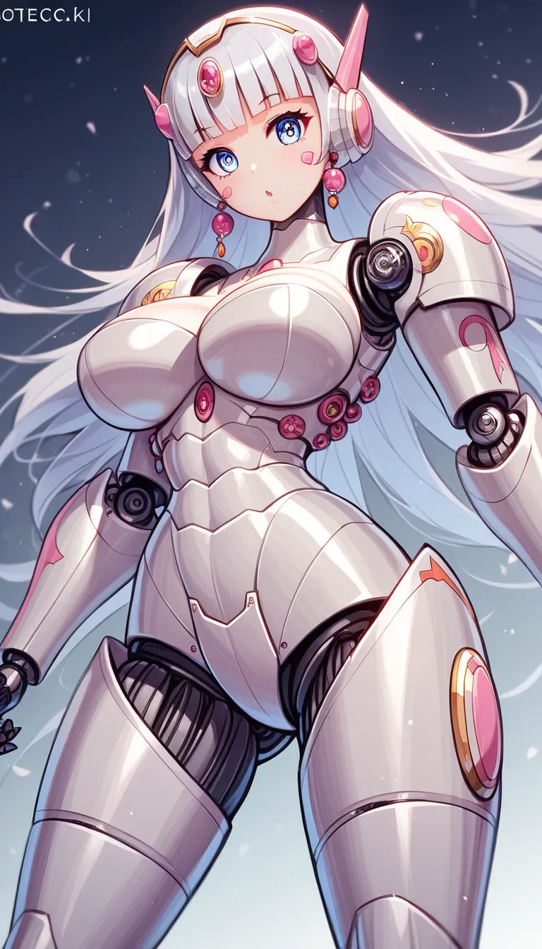 ((Busty Bitches)), score_9, score_8_up, score_7_up, source_anime, highly detailed, 1girl, ultra cute, ultra sexy, ultra curvy, ultra bouncy, ultra feminine, perfect face, perfect eyes, large breasts, ecchi, cutesy, (Sexy Photoshoot), ((magitek robot girl))...