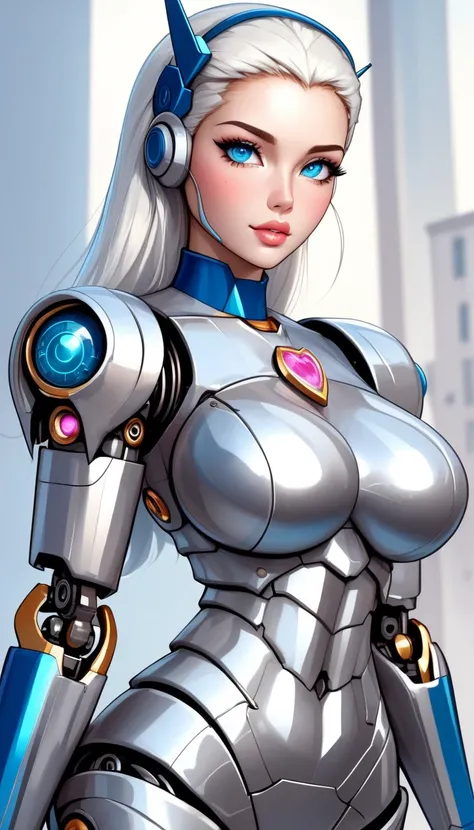 ((Busty Bitches)), score_9, score_8_up, score_7_up, source_anime, highly detailed, 1girl, ultra cute, ultra sexy, ultra curvy, ultra bouncy, ultra feminine, perfect face, perfect eyes, large breasts, ecchi, cutesy, (Sexy Photoshoot), ((magitek robot girl))...