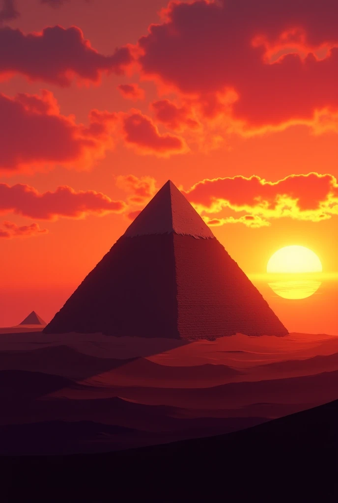 Pyramid silhouette at sunset