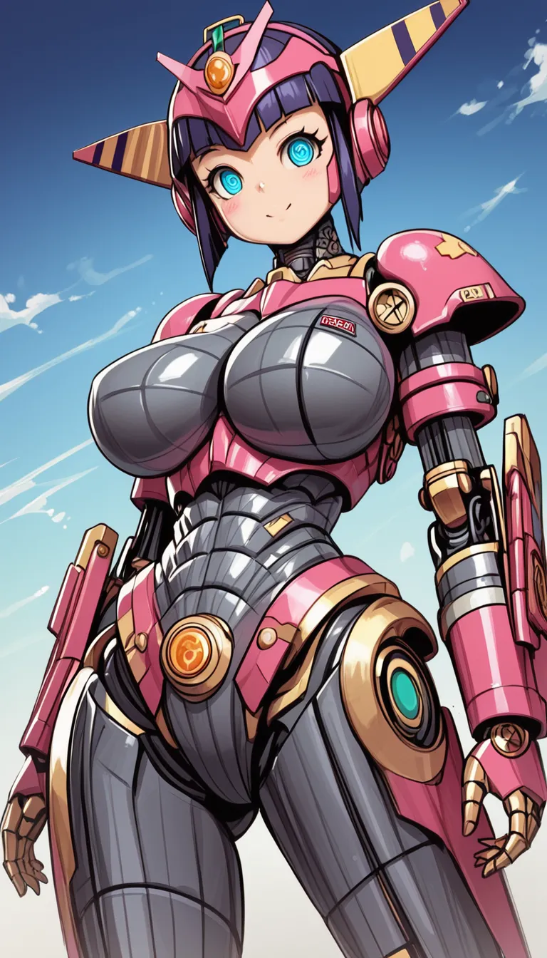 ((Busty Bitches)), score_9, score_8_up, score_7_up, source_anime, highly detailed, 1girl, ultra cute, ultra sexy, ultra curvy, ultra bouncy, ultra feminine, perfect face, perfect eyes, large breasts, ecchi, cutesy, (Sexy Photoshoot), ((magitek robot girl))...