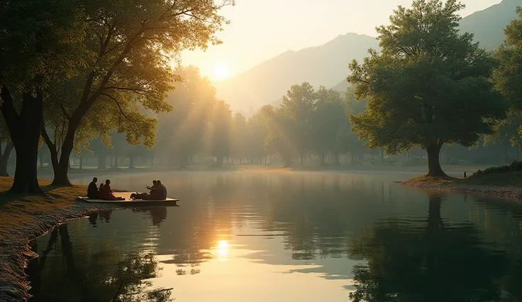 I can generate an image inspired by this scene in Shahi Bagh, Swat. Would you like any modifications, such as:

Different time of day (sunset, golden hour, etc.)
More or fewer people
Specific activities (picnic, camping, hiking, etc.)
Any cultural or visua...