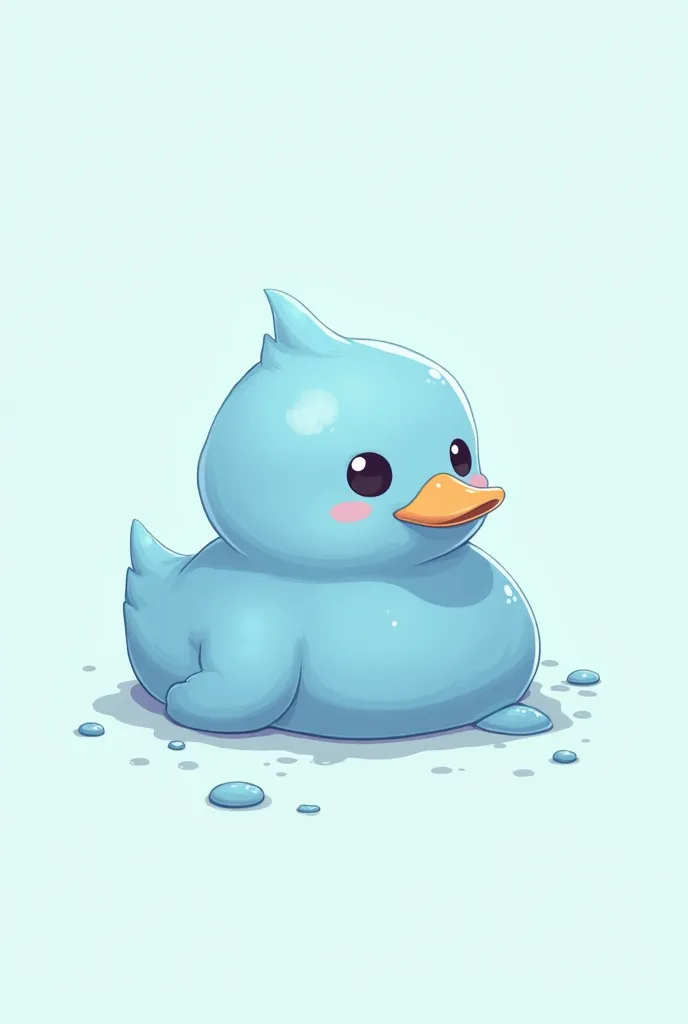 Make a very simple and cute blue slime-like duck illustration