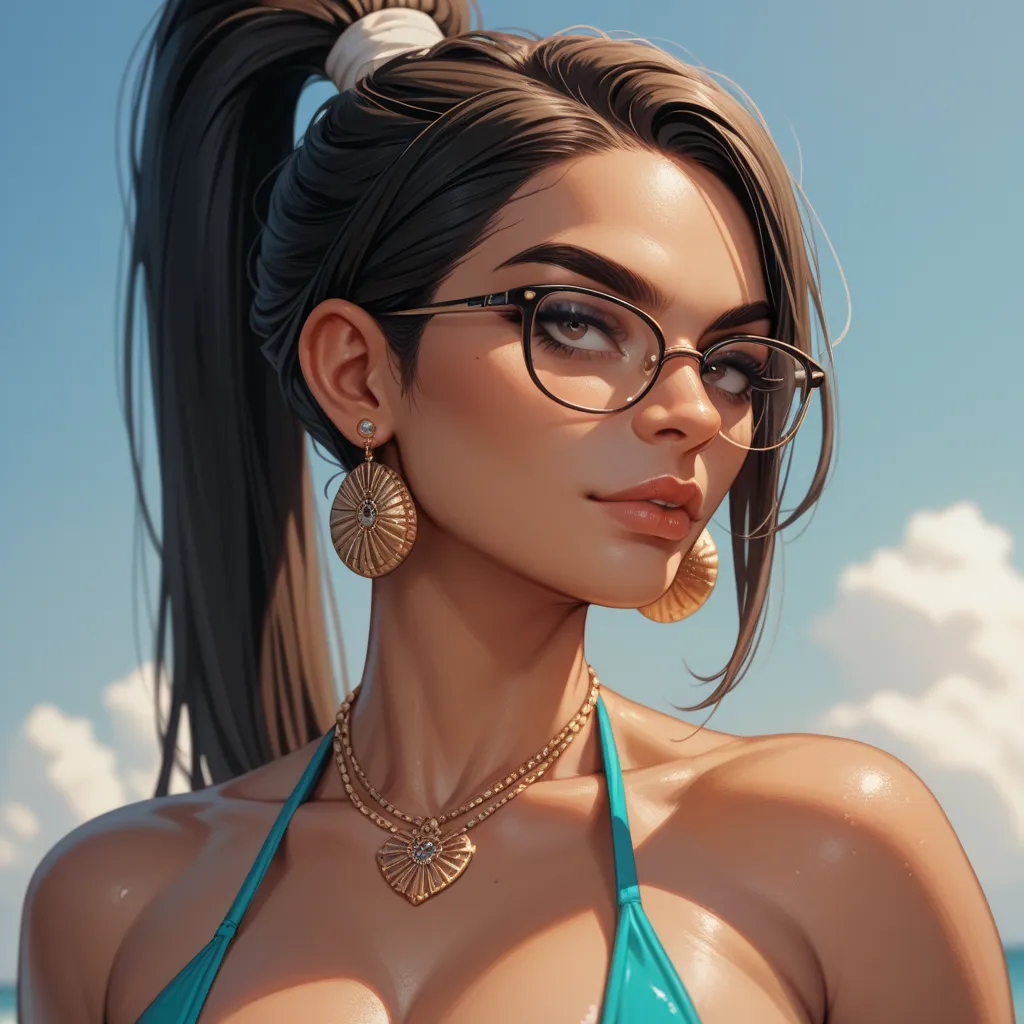 Draw ponytail glasses naughty Big boobs mia khalifa in bikini naughty in house headshot