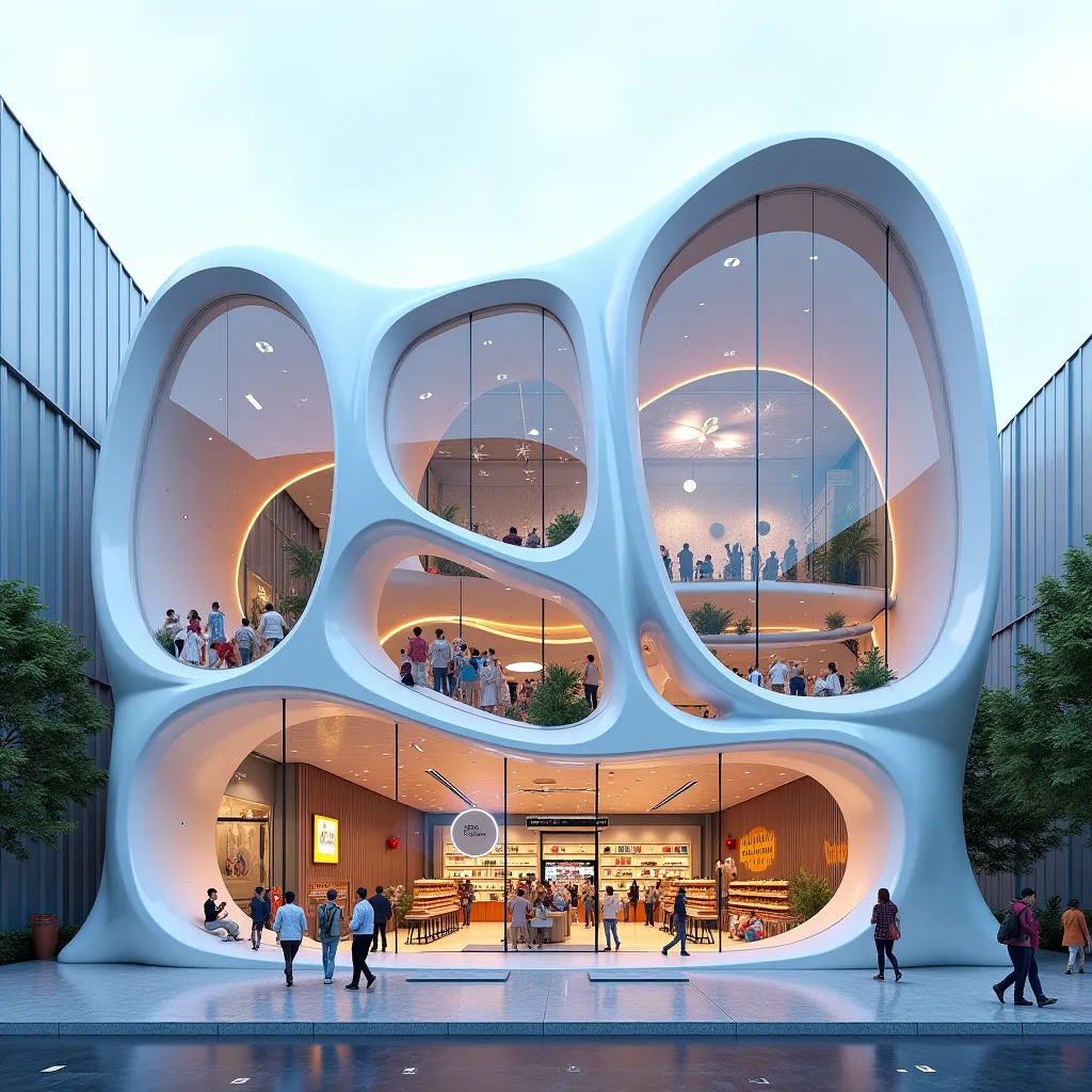 Petshop façade, futuristic architecture