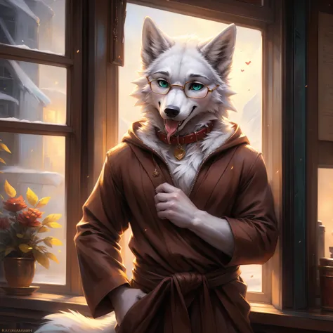 (author：Hioshiro and Kenket and Dimwitdog, Michael &amp; Inessa Garmash, ruanjia, pino daeni, Chunie), uploaded the e621, ((beautiful and ultra-detailed)), lighting cinematic, seductor, (male anthro arctic  wolf, fluffy fur, character focus:1.5), body fur,...