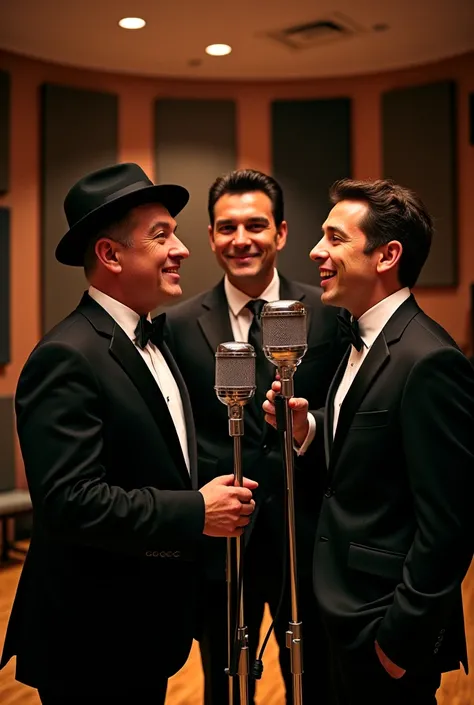 José José , Frank Sinatra and Luis Miguel singing in a recording studio 