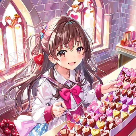  high school girl、 Let's make lots of heart-shaped chocolate 、 Let's make lots of chocolate 、 Exciting 、White Dayのチョコレートをキャンディーの城で作る、 distribute chocolate to lots of people 、White Day