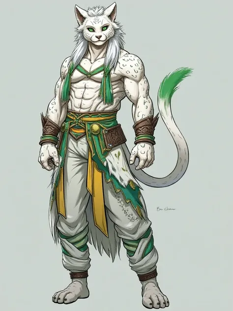 Character is Yan-shu-chi from Nekojishi, in your Yogi form, he has some details in himself because he went through multiverse adventures, green eyes, And he seems to be more serious than he is in the game, his appearance is that of a white leopard cat, Shu...