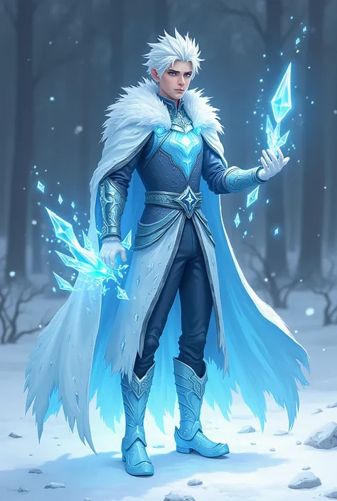 drawing of a boy Jack Frost, concept art inspired by Olaf Gulbransson, pixiv, Conceptual art,  If I had ice powers ,  this character has cryokinesis , with ice powers, Ice Mage, God of the winter,  Ice Lord , detailed fanart, ice spell, frozen klaus movie,...