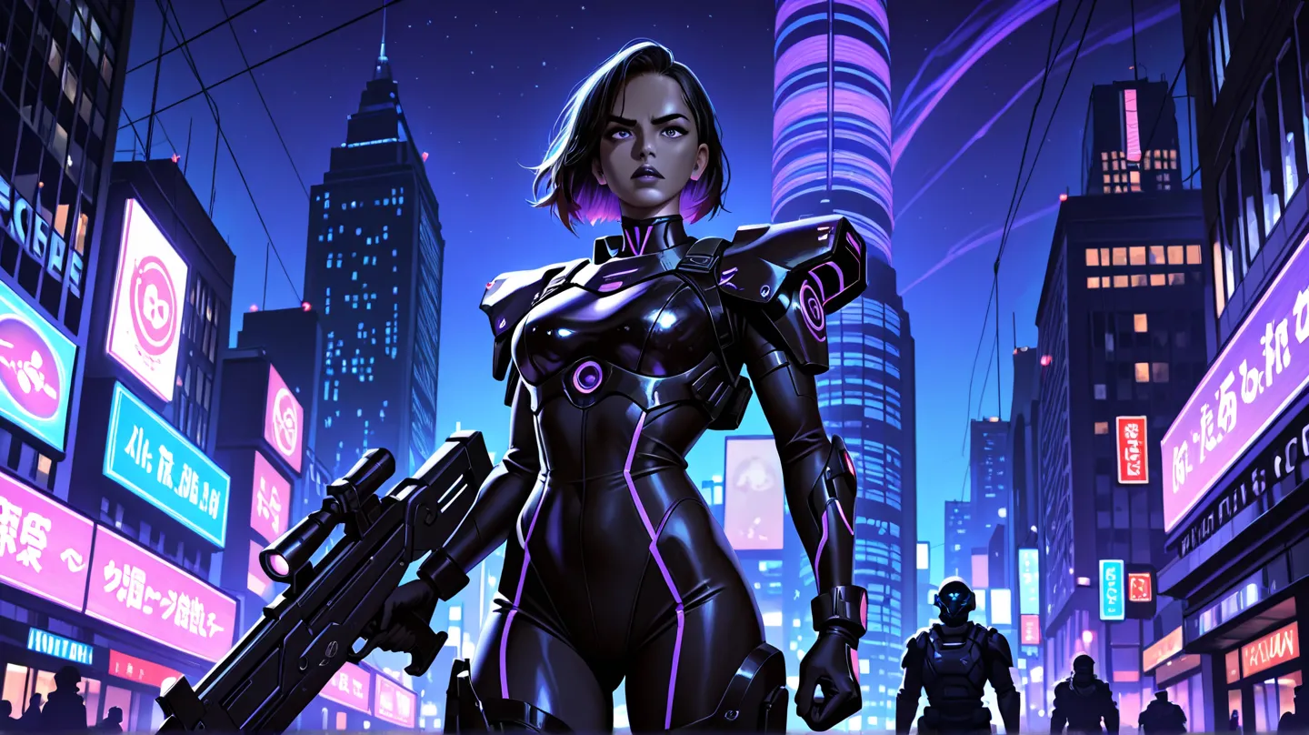 A female agent is fighting an alien invasion on the streets of New York at night.