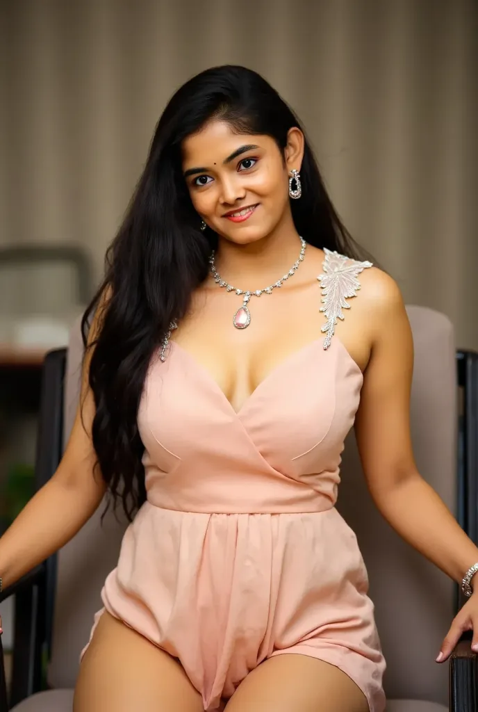 a woman with a hairy ass sitting on a chair with her legs crossed, mia khalifa, violet myers, very seductive pose, breath taking beautiful, latinas, full pov, big seductive eyes, neatly coming out of her head, indian goddess, provocative indian, very beaut...