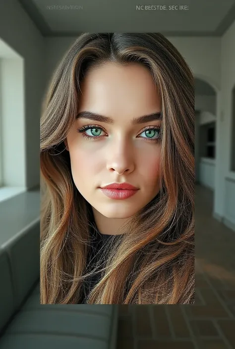 An incredibly beautiful, hyper-realistic woman with mesmerizing emerald green eyes,  large and expressive , framed by long, naturally curved lashes and perfectly arched eyebrows. His gaze is captivating and mysterious, radiating depth and emotion. Your fac...