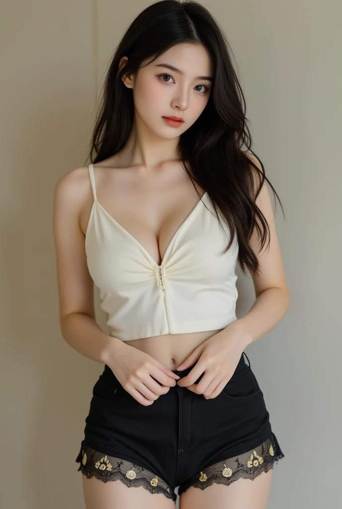 18 years old、(big breasts:2), (slim body:1.5), ( long and thin legs:1.5), ( small ass in plain black:1.5), High Resolution, masterpiece, accurate, Highest quality, high detail, ( super real:1.8),

Young Asian woman, Mid-20s, with long, dark brown hair styl...