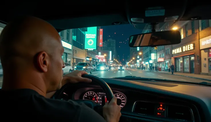 High-Speed Chase Through the City

Prompt:
"A nighttime street race gone wrong—Vin Diesel speeds through a neon-lit city in a matte black Dodge Charger, his grip tightening on the steering wheel. The camera shakes slightly with every sharp turn. A helicopt...