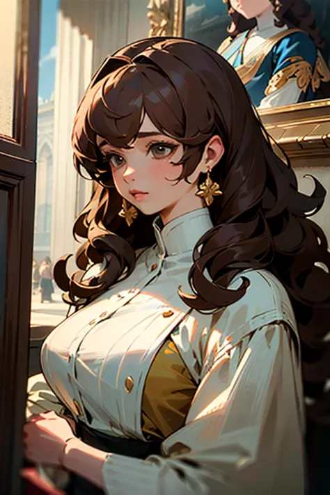 ((best quality)), ((masterpiece)), (detailed), 1 woman, brown hair, long hair, curly hair, deity