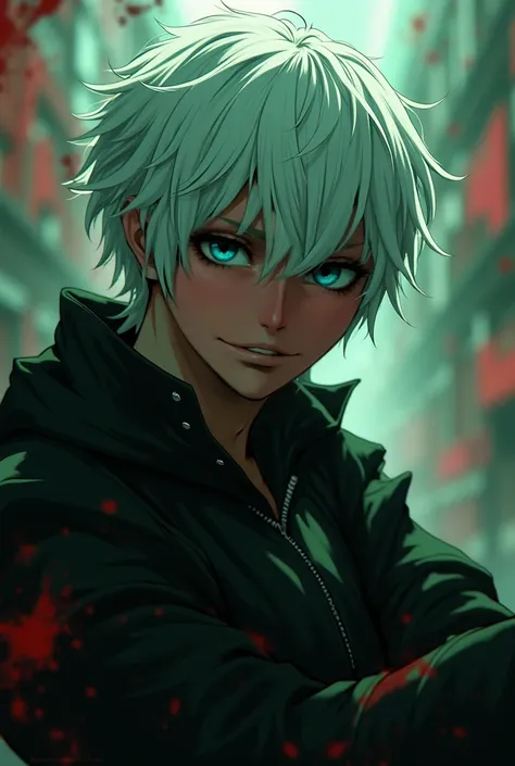 ken kaneki character design, tokyo ghoul, tokyo ghoul black mask with teeth, full body, anime style, (best quality,4k,8k, high res, masterpiece:1.2), ultra-detailed, flash photography, high saturation, bold colors, dramatic green lighting, white hair, intr...