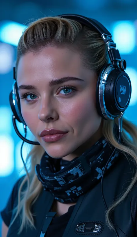 Here is a detailed prompt to generate an image ** super realistic** da Chloe Grace Moretz como **cassie cage**, focused **only on the face**, with brilliant details and an impactful background: --- **"Close-up hiper-realista do rosto da Chloe Grace Moret...