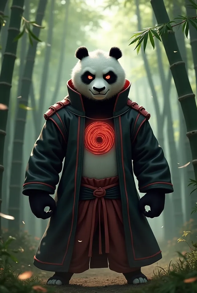 draw a kungfu panda with sharingan uchiha