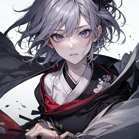  gray hair, Rough Faced, male, , Kimono, Wolf Suin, test