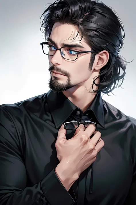 (better quality,4K,8k, A high resolution ,masterpiece:1.2), Ultra detailed,(Realistic,photoRealistic,photo-Realistic:1.37),39-year-old man,3 day beard,Beautiful anime,Portraits,strong,masculine, dark hair,sharp jaw,  mesmerizing eyes  , perfectly groomed h...