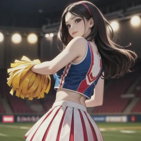  cheerleader  ,  little smile,  cheerleader  ,  cheerleader  uniform, ((( ))), (((  better quality))), ((   ultra-detailed )), (  illustration  ), ((  extremely delicate and beautiful )),(   Bokeh effect ,  blurry background),(   best shade   ), 1 , whirl ...