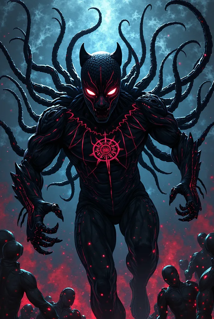  Shadow Panther  (black panther + Fuck)

A cover of pure cosmic terror, onde  Shadow Panther  avança das sombras, with tentacles of vibrant darkness projecting from her living armor. His eyes glow red as an army of symbiotes bows before him.

Visual Style:...