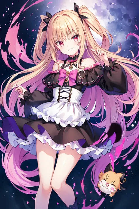 ((masterpiece)), ((Highest quality)), (Ultra High Definition), (( cute)), cute, ( nice),  's illustration ,  anime style, full body, a cute girl, Alone, (美Shii目), small devil, Gothic and Lolita (Age type: Fashion ),  slim, slender, 美Shii胸,  black wings, ev...