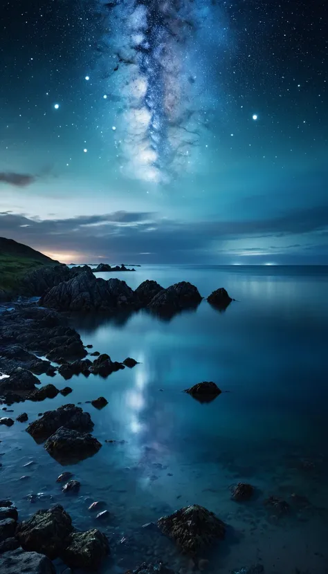 mysterious otherworldly background fantastic night view coastal