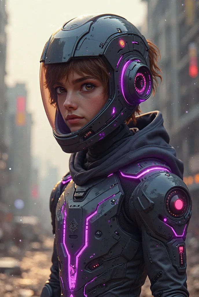 create an image of this more realistic character animated with an apocalyptic background, can leave the helmet open, it will have a brown color and brown eyes, Can the helmet cover the hair, with special effects:  technology control:
An effective way to co...