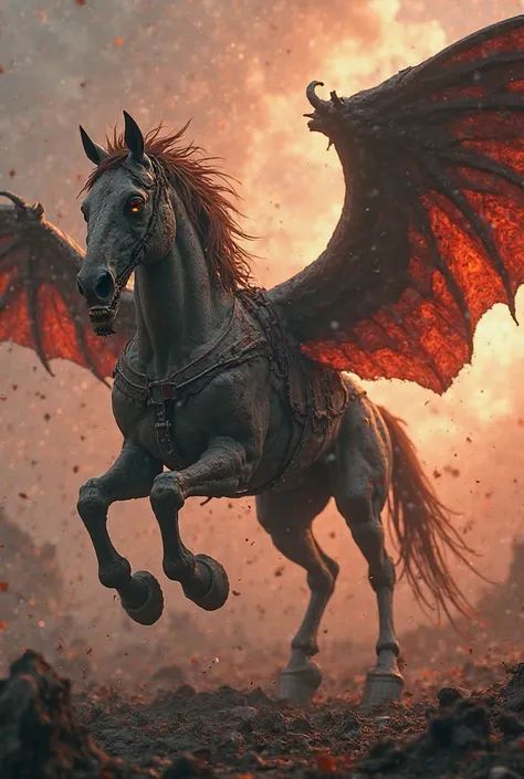 Zombie and Flying Horse Fusion Hybrid real and cinematic