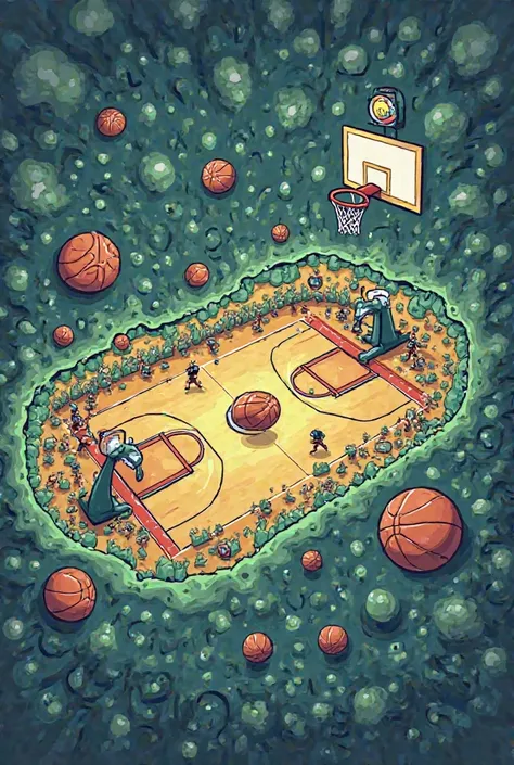 Make a comic about **Panel 1:**
*Scene: A large basketball arena (inside a cell), with two teams—"Team Photosynthesis" and "Team Cellular Respiration." The players are all molecules!*

- **Announcer**: "Welcome to the grand match between *Team Photosynthes...