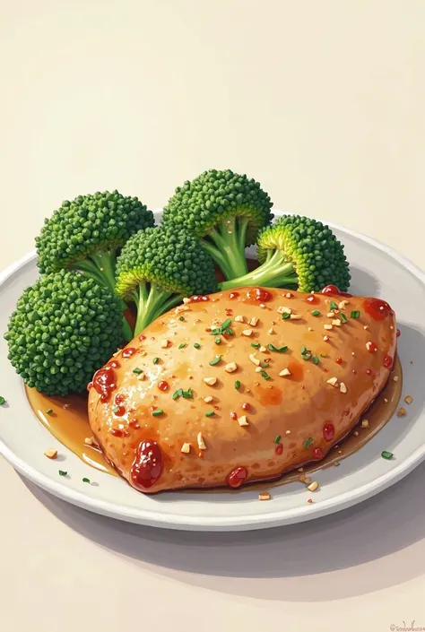 Chicken broccoli dish drawing