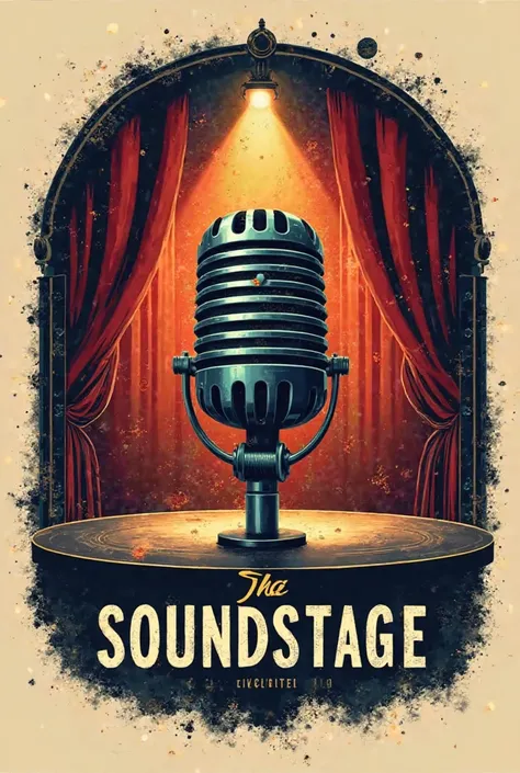 a logo for a music themed restaurant called the Soundstage 
