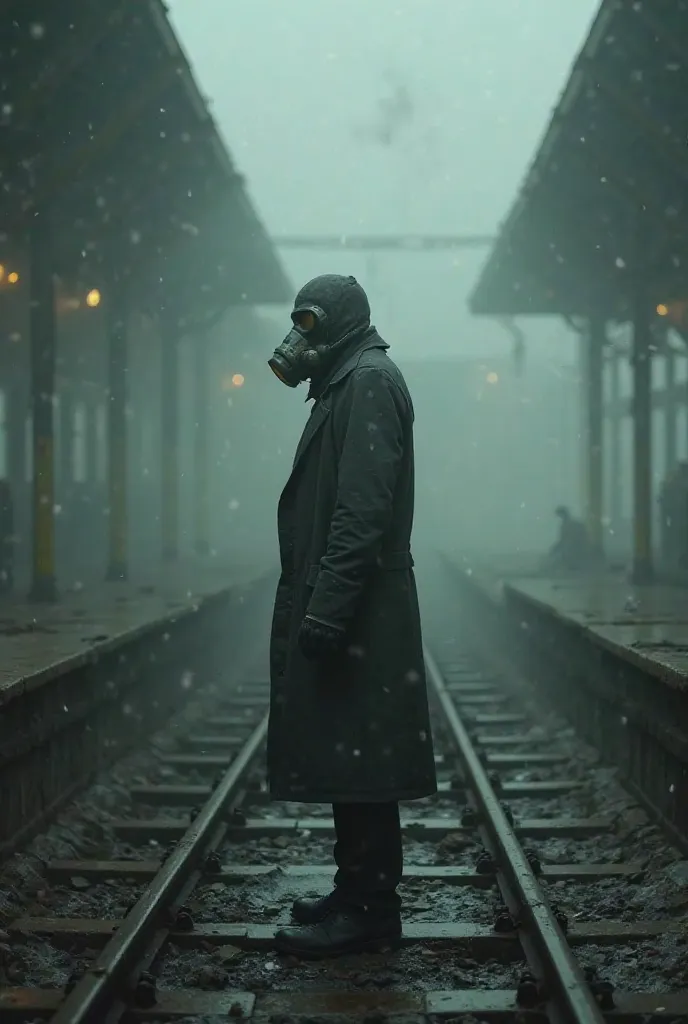 train station, gas mask, fog, Deputy manager