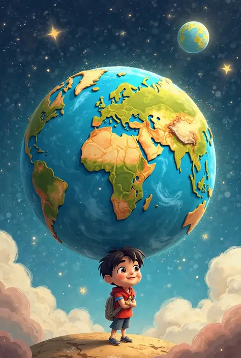 An animated planet Earth grateful that ren take care of it 