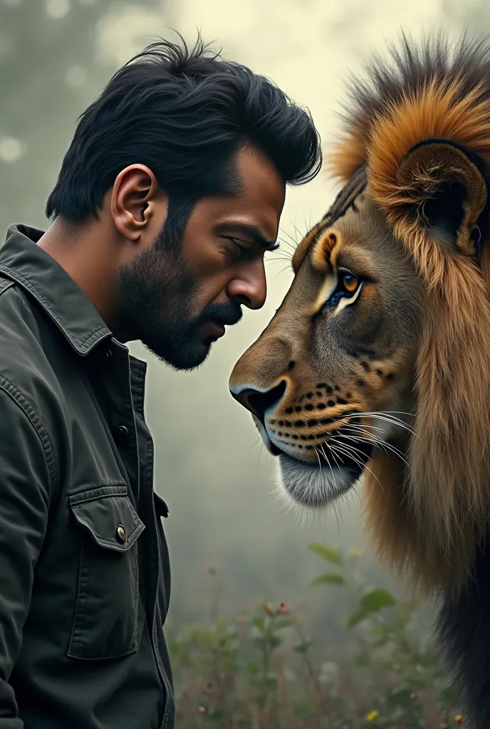 Salman Khan with lion with lovely and sad feeling