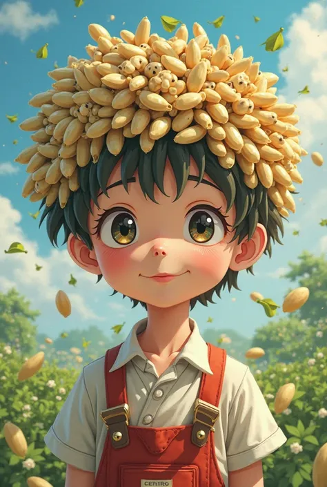 Boy made from castor beans in anime