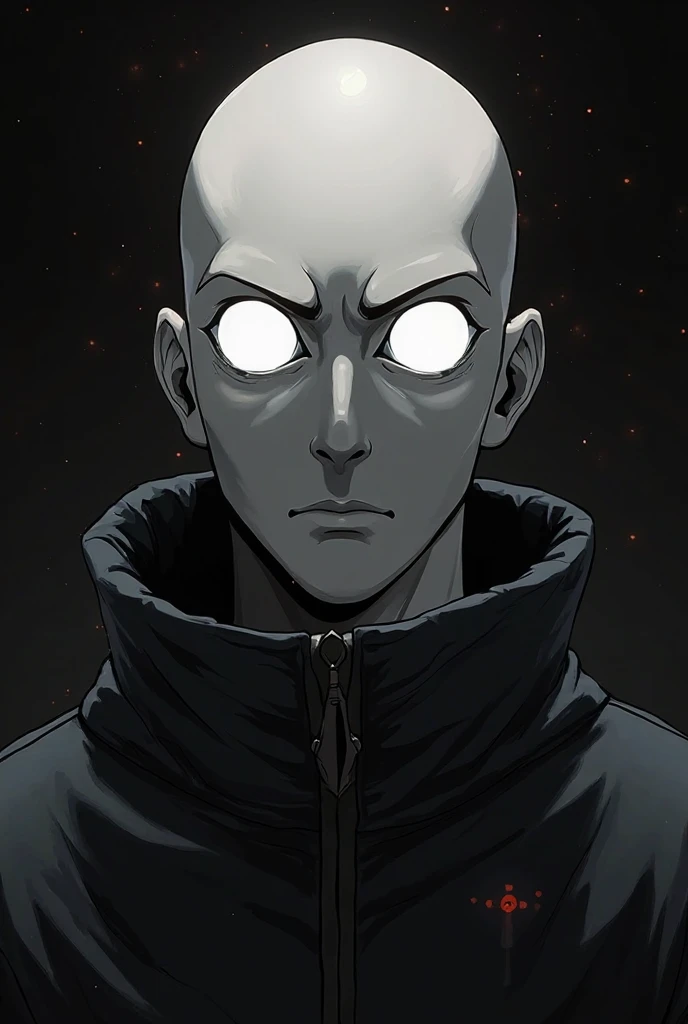 avatar, on Counter strike, streamer, streamerа зовут русик не спит.  Anime style. Dark white image, bald character, sharp nose, white eyes 