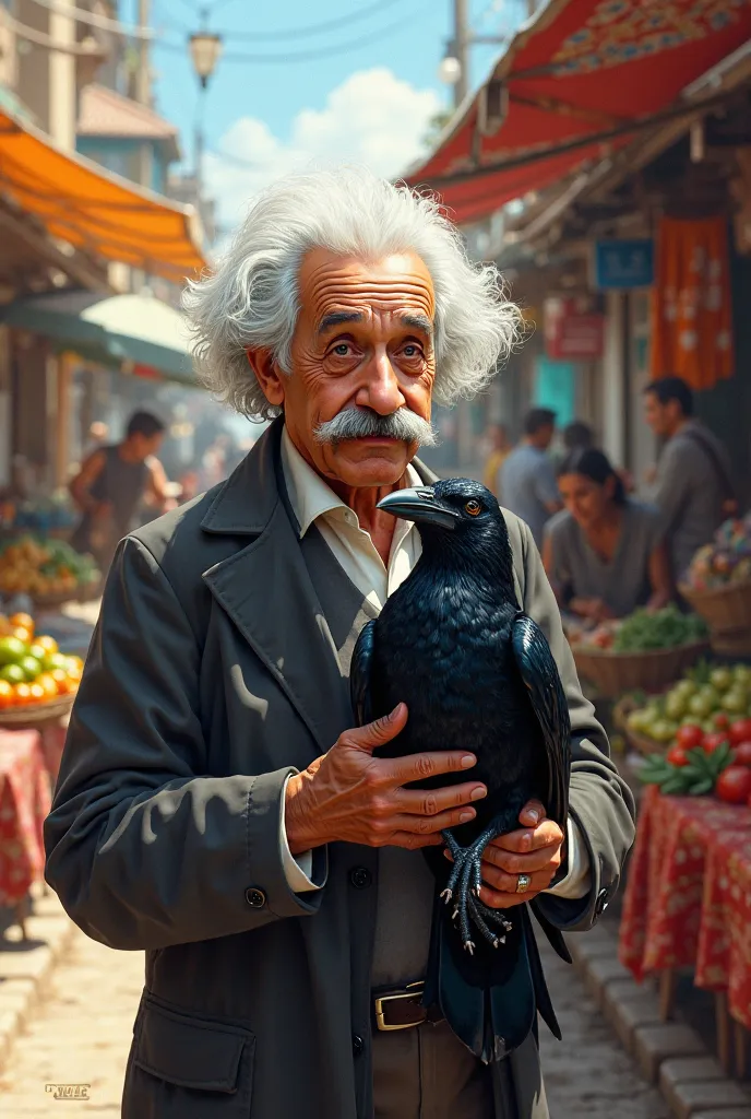 albert einstein selling crow on local market